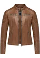 Produktbild: REPUBLIX Damen Echtleder Jacke Biker Zipper Lederjacke RJ-8011 Cognac XXL