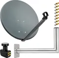 Produktbild: PremiumX SAT Anlage 60cm Satellitenantenne Quad LNB Wandhalter 45cm