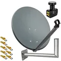 Produktbild: PremiumX Satelliten-Komplettanlage 60cm Anthrazit Satellitenantenne Satellitenschüssel SAT Quad LNB Wandhalter 45cm 8X F-Stecker