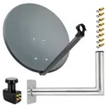 Produktbild: PremiumX SAT Anlage 60cm Satelliten Schüssel Antenne Spiegel Wandhalter Quad LNB