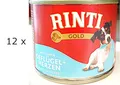 Produktbild: 12 x 185 g Rinti Gold mit echten Geflügelherzen (€ 9,89/kg) Hundenassfutter