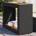 Produktbild: Garten-Beistelltisch mit Holzplatte Schwarz Poly Rattan