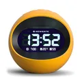 Produktbild: NEWGATE® Centre of The Earth wecker | Runde Retro digital LCD Uhr | Gelb | Ideal für nachttisch, Schreibtisch oder Regal | Retro Accessoires für Schlafzimmer und büro