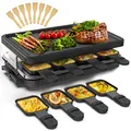 Produktbild: Raclette 8 Personen Raclette Grill und 8 Antihaft-Pfännchen Stufenlos regulierbar grillplatte elektrisch geeignet für 4 6 Personen Langlebig Edelstah 1300W
