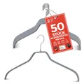 Produktbild: MAWA Kleiderbügel, Set mit 50 platzsparenden und rutschfesten Bügeln, ideal für Hemden und Blusen, mit 360°drehbarem Haken, Antirutschbeschichtung, 41 cm, Silber