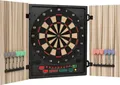 Produktbild: OneConcept - Dartmaster 180 Dartautomat, Dartscheibe elektronisch, E-Darts, Dartboard mit bis zu 8 Spieler, virtueller Gegner, LED-Anzeigen, 12 Pfeile, Beige