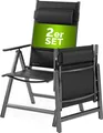 Produktbild: CASARIA® Gartenstühle 2er Set Klappbar Gepolstert Alu 8- Fach Verstellbar 120 kg Belastbarkeit Wetterfest Outdoor Balkon Camping Hochlehner Klappstuhl
