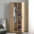 Produktbild: [en.casa] Kleiderschrank Eiselfing Schrank mit 2 Türen Garderobenschrank 176 x 80 x 52 cm Schlafzimmerschrank 1 Kleiderstange 4 Fächer Eicheoptik