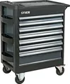 Produktbild: STIER Werkstattwagen Premium, leer und unbestückt, mit Kunststoffabdeckung, Schubladen mit Soft Close Funktion, 6 Hängefächer, Gummi-Rollen mit Bremsen, Zentralverriegelung, Montagewagen, max. 500kg