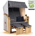 Produktbild: Strandkorb Ostsee 2-Sitzer 120cm breit in Weiß Beige Braun Blau gestreift zerlegt, ideal für Balkon, Terrasse oder Garten
