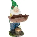 Produktbild: Relaxdays Gartenzwerg Mit Vogeltränke, Wetterfest, Frostsicher, Hxbxt: 36 X 22 X 22 Cm, Gartenfigur, Kunststein, Bunt