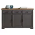 Produktbild: Stella Trading JASMIN Sideboard in Artisan Eiche Optik, Graphit - Kommode mit Schubladen und viel Stauraum im Landhausstil - 166 x 102 x 48 cm (B/H/T)