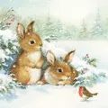 Produktbild: 20 Servietten Friends in Snow Hasen Vogel Tiere Schnee Winter Wald Deko 33x33cm