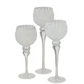 Produktbild: Boltze Windlicht Set Manou 3-teilig (weiß, Deko-Gläser für Kerzen / Weihnachtsdekoration, Kerzenständer Höhen 30 cm / 40 cm / 35 cm, Form rund) 2012013
