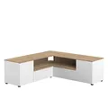 Produktbild: TemaHome TV-Schrank Ecke, 130 x 130 x 45 cm, Weiß und Eiche, 130x130x45 cm