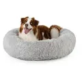 Produktbild: lionto Tierkissen Rundes Haustierbett in Donutform, Plüsch, hellgrau, mit Anti-Rutsch-Noppen, 100 cm Durchmesser grau 100 cm