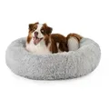 Produktbild: lionto Hundebett aus Plüsch in Donut-Form, 100 cm Durchmesser, hellgrau