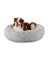 Produktbild: lionto Donutbett für Hunde und Katzen, Flauschiges Hundebett rund für kleine und große Heimtiere, Ø 100 cm, weiches Katzenbett aus kuscheligem Plüsch, Hundekissen mit extra Dicker Füllung, hellgrau
