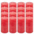 Produktbild: Rustik-Kerze Höhe 10 cm Ø 5 cm lange Brenndauer Rund-Kerze Säulenkerzen Kerzen-Deko Tafelkerzen Weihnachts-Kerzen Hochzeits-Deko (rot, 16)