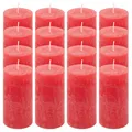 Produktbild: 16er Set Rustik-Kerze rot Höhe 10 cm Ø 5 cm lange Brenndauer Rund-Kerze Deko