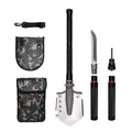 Produktbild: Dönges Multifunktionaler Klappspaten inkl. 3 Längen | Kombi Schaufel aus rostfreien Edelstahl | schwarze Klappschaufel für Survival, Wandern, Camping | Survival Ausrüstung mit camouflage Tragetasche