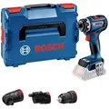 Produktbild: Bosch Professional 18V System Akku Schrauber GSR 18V-90 FC - FlexiClick System (inkl. 1x Metallbohrfutter-Aufsatz GFA 18-M, 1x Exzenteraufsatz GFA 18-E, 1x Winkelaufsatz GFA 18-W, L-BOXX)