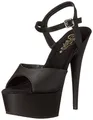 Produktbild: Pleaser DELIGHT-609, Damen Plateau Sandalen, Schwarz (Schwarz (Blk Faux Leather/Blk Matte)), 38 EU (5 Damen UK) ( 8 M US)