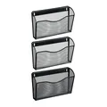 Produktbild: Relaxdays Zeitschriftenhalter Wand, 3er Set, A4, Eisen, HBT: 22 x 35,5 x 8,5 cm, Magazinhalter, Zeitungshalter, schwarz