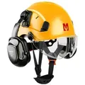 Produktbild: Mustbau Sicherheitshelm-Set, EN397 Schutzhelm mit Ohr- und Gesichtsschutz, verstellbares Kopfband von 53 bis 63 cm, strapazierfähiges ABS-Material
