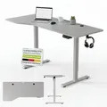 Produktbild: Juskys Höhenverstellbarer Schreibtisch 160x75cm - Elektrisch stufenlos verstellbar Bürotisch Sitz- & Stehtisch Speicherplatz Memory-Funktion - Weiß - Weiß
