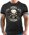 Produktbild: Gasoline Bandit Biker Racer Herren T-Shirt für Motorradfahrer im Vintage Used Look - Piston Skull
