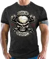 Produktbild: GASOLINE BANDIT® T-Shirt in washed black look für Biker Racer Fans: Piston Skull