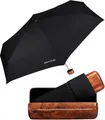 Produktbild: Pierre Cardin Taschenregenschirm leichter Minischirm mit Etui mybrella Noire, mit dem Hard-Case Etui in Holzoptik besonders edel