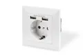 Produktbild: Digitus Sicherheits-Steckdose für Unterputzmontage mit 2 USB-Ports DA-70613