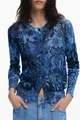 Produktbild: Desigual Strickpullover Stylischer Damen-Cardigan: Blau, Langarm, Knöpfe, Kontrastdetails