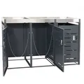 Produktbild: Mendler 3er-Mülltonnenverkleidung HWC-H40b, Mülltonnenbox, Pflanzkasten Edelstahl-Metall-Kombi 63kg 110x175x62cm erweiterbar