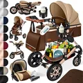 Produktbild: KESSER® Loops Kinderwagen 4 in 1 Kombikinderwagen Komplett-Set auch als Buggy für Kinder bis 4 Jahre inkl. Babywanne, Babyschale + Fußsack, Korb, Wickeltasche, Regen- & Insektenschutz & Flaschenhalter
