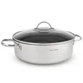 Produktbild: KLAMER Servierpfanne, Schmorpfanne mit Deckel 28cm Induktion, Edelstahl Schmortopf backofengeeignet, Schmorpfanne hoher Rand, Premium Beschichtung
