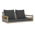 Produktbild: vidaXL Gartenbank Hängebank mit Kissen Grau 109x62x40 cm Poly Rattan (1-St)