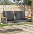 Produktbild: Hängebank mit Kissen Grau 109x62x40 cm Poly Rattan