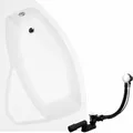 Produktbild: KOLMAN Badewanne Eckwanne 130 x 85 Cm Links Mit Schwarzer Kopfstützen Inkl. Ablauf Und Füße