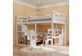 Produktbild: Merax Hochbett (Jugendbett mit Rausfallschutz und Lattenrost, 1-St) Etagenbett 140x200cm mit Treppe und Stauraum, Kiefernholz Kinderbett