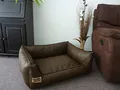 Produktbild: Hundebettenmanufaktur Hundebett Hundesofa Schlafplatz Kunstleder Similpelle 105 cm X 80 cm braun