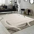 Produktbild: Paco Home Wohnzimmer Teppich Bordüre Kurzflor Meliert Modern Hochwertig Schwarz Braun, Grösse:60x100 cm