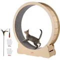 Produktbild: VEVOR Katzenlaufrad aus Holz, 132 cm großes Katzenlaufband für Hauskatzen, Katzenlaufrad mit abnehmbarem Teppich und Katzenangel zum Laufen/Gehen...