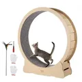 Produktbild: VEVOR Katzenlaufrad aus Holz, 132 cm gro_es Katzenlaufband für Hauskatzen, Katzenlaufrad mit abnehmbarem Teppich und Katzenangel zum