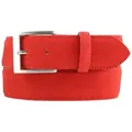 Produktbild: BELTINGER Ledergürtel Gürtel aus Veloursleder 4 cm - Hochwertiger Velour-Ledergürtel für Her (1-St) rot|silberfarben 105 cm (Gesamtlänge 120 cm)