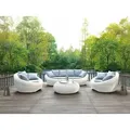 Produktbild: Garten-Sitzgruppe Polyrattan: Sofa, 2 Sessel + Tisch - Elfenbeinweiß - WHITEHEAVEN von MYLIA