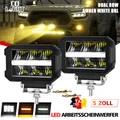 Produktbild: 2x LED Zusatzscheinwerfer 12/24V Fernscheinwerfer Offroad Auto LKW weiß gelb DRL