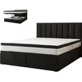 Produktbild: TRADA Bond Boxspringbett 160x200 mit Bettkasten mit Matratzen Stauraum Velvet 9-Komfortzonen H3 Schwarz - Schwarz